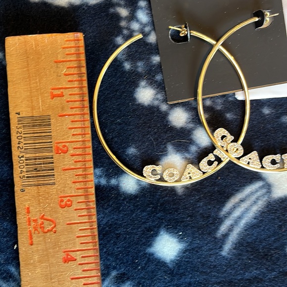 COACH Pave’ Crystal Large Gold Hoop Earring, NWT - Picture 6 of 7